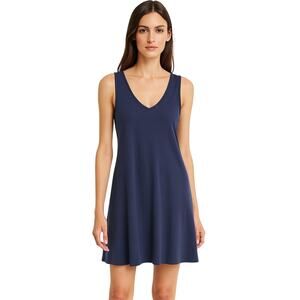 Eileen Fisher Sleeveless Navy Blue Tank Dress Viscose Jersey XL Capsule Wardrobe